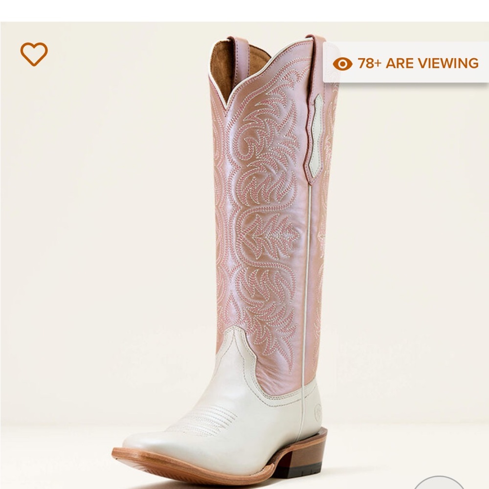 Ariat Pink and White Western Boots with Elegant Stitching
